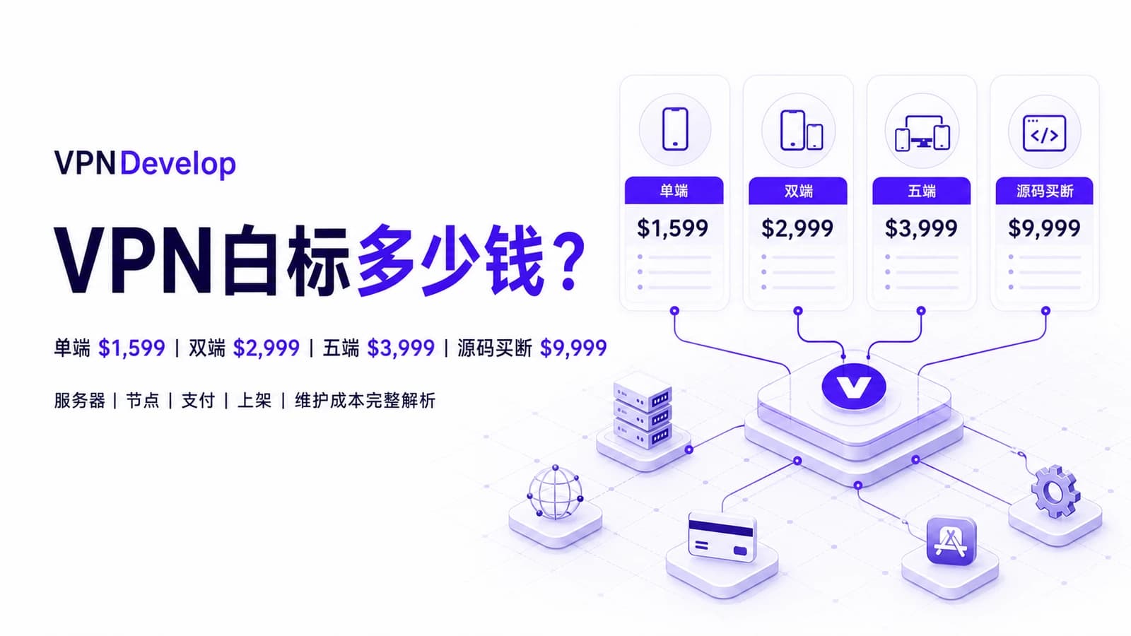 VPN白标单端双端五端与源码买断价格和成本对比