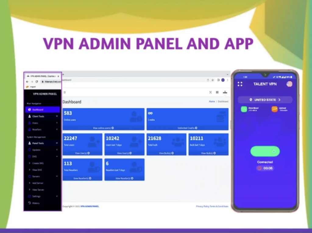 VPN Admin panel with apps
